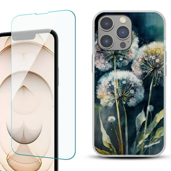 OneToughShield ® for iphone 13 Pro Shockproof Phone Case, with Tempered Glass Screen Protector - Dandelion Color