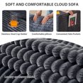 thumbnail image 4 of BYBYME 63" Corduroy Cloud Floor Sofa,Modular Comfy Small Cloud Couch for Small Spaces,Boneless Sofa for Living Room,No Assembly,Loveseat,Dark Grey, 4 of 8