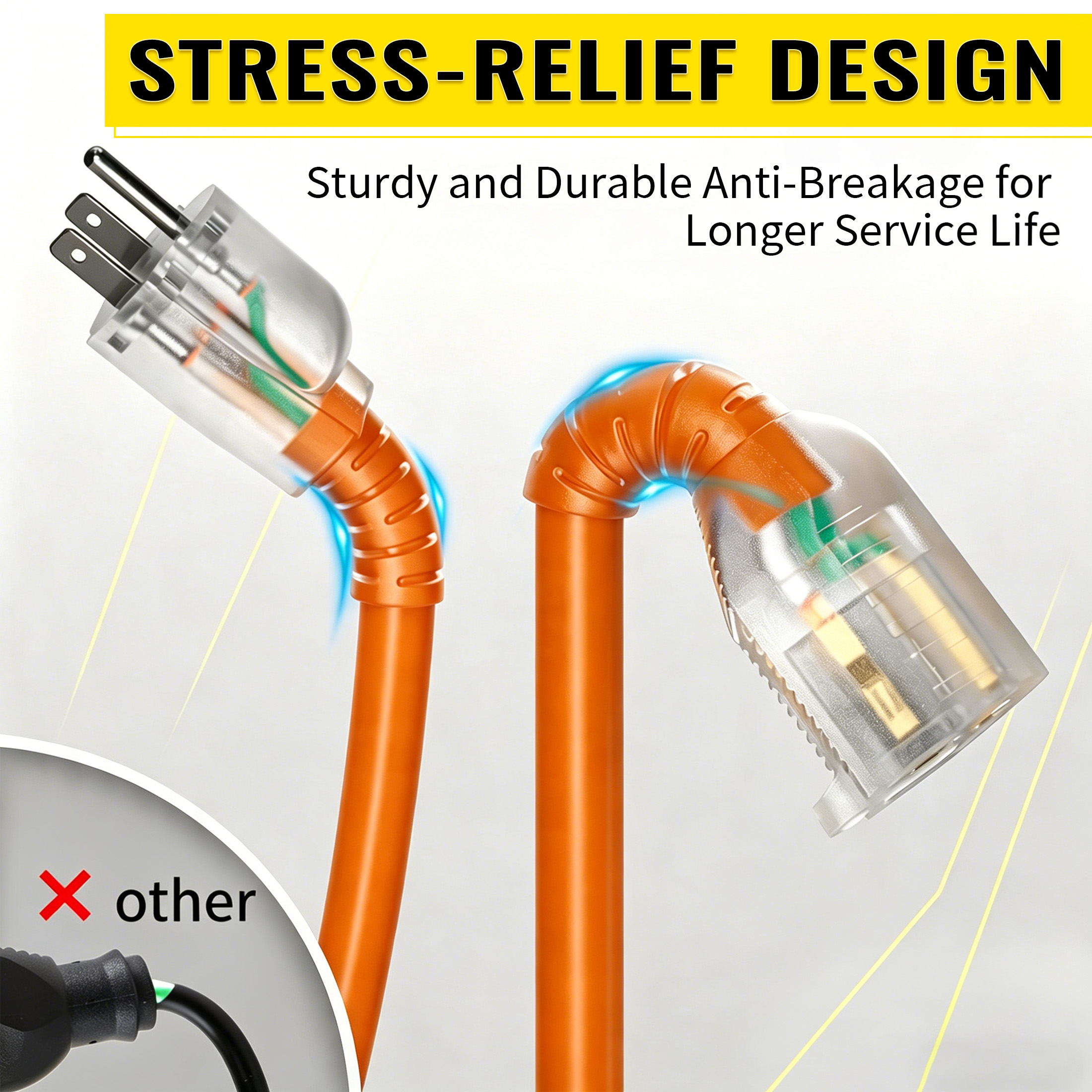 ZAZFO 50 Ft Outdoor Extension Cord, 14/3 AWG Orange photo 7