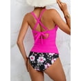 thumbnail image 5 of WQD Women's Tankini Swimsuits 2 Piece Ruched Tummy Control Bathing Suits V Neck Wrap Tie Back Swimwear, Size Down Recommended, 5 of 6