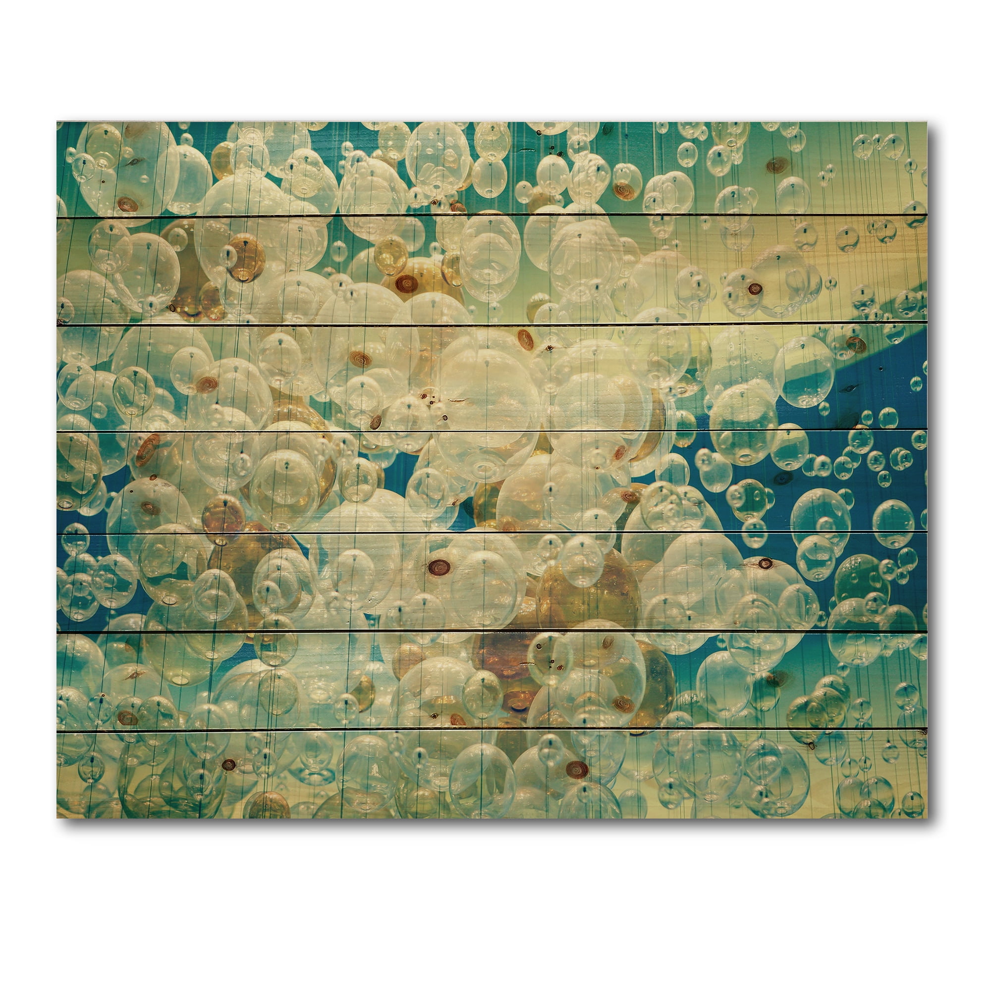 Designart 'Chandelier In The Form of Balls Abstract Art I' Modern Print on Natural Pine Wood