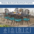thumbnail image 5 of 9-Piece Patio Cast Aluminum Dining Set, Outdoor Dining Furniture Set for 8 Person, Includes 84" Oval Table and 8 Cushioned Chairs with Umbrella Hole for Patio Deck Garden, Ocean Blue, 5 of 7