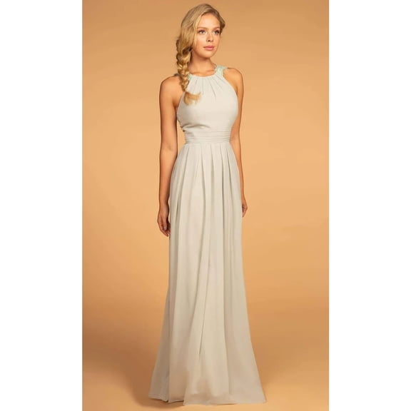 Women's Elizabeth K Long High Neck Halter Dress Gl2605 Sage Green Size L