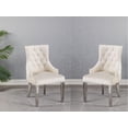 thumbnail image 1 of K-LIVING FANCY BEIGE-COLORED TUFTED VELVET CHAIRS WITH STAINLESS STEEL LEGS & STURDY BACK HANDLE (2 CHAIRS), 1 of 5