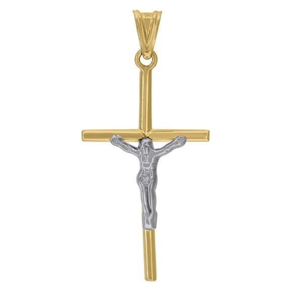 10kt Real Two-Tone Gold Unisex Crucifix Cross Religious Charm Pendant