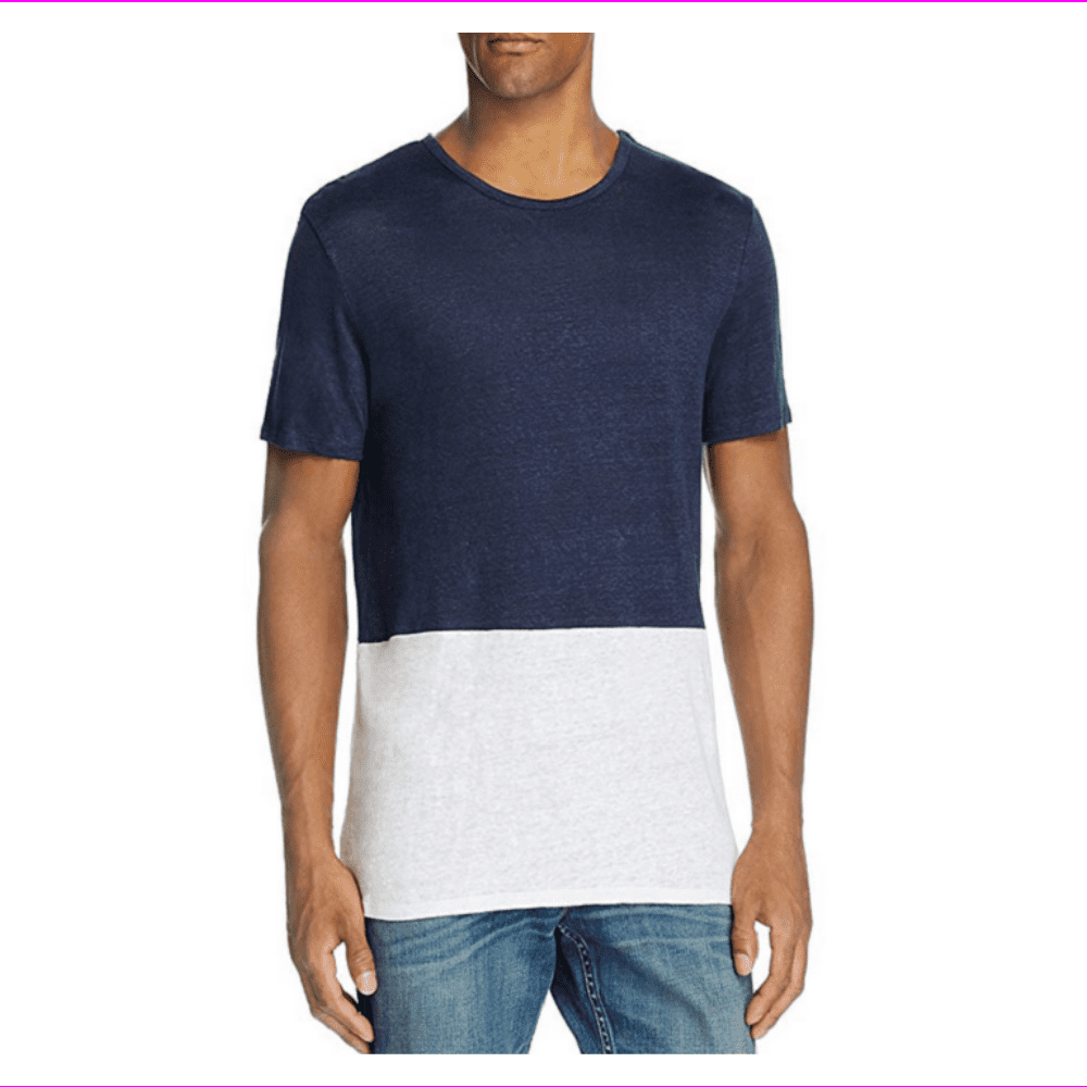 Onia - Onia Chad Color Block Tee, Deep Navy / White, Size L, MSRP $85 ...