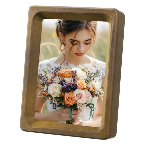 4 x 5inch Natural Wood Photo Frames, Mini Wood Finish Picture Frame Wood Tabletop Frame with Mat for Desktop Display Wall Mounting, Walnut color