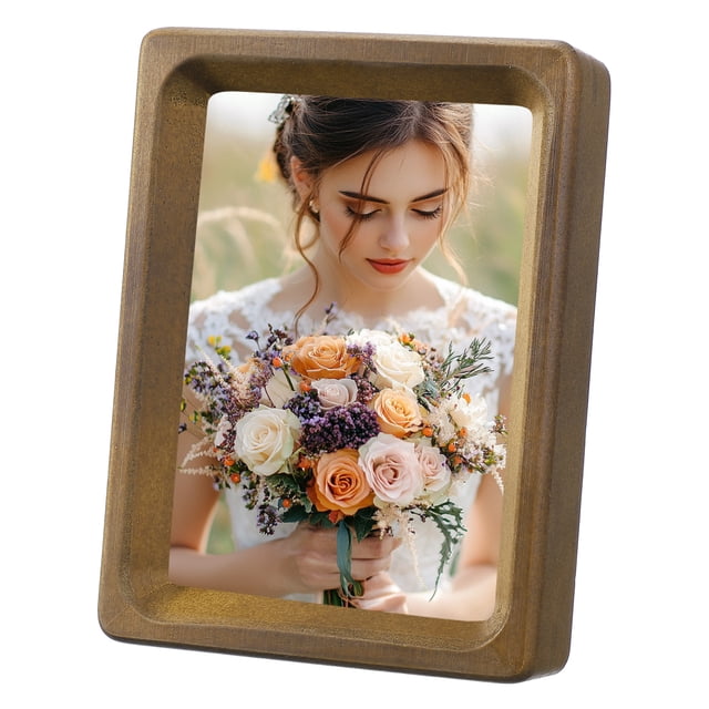 Uxcell 4 x 5 pulgadas Marcos de Fotos de Madera Natural, Mini Marco de Imagen con Acabado de Madera para Exhibición de Escritorio Montaje en Pared, Color Nogal
