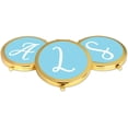 thumbnail image 4 of Koyal Wholesale Gold Compact Mirror Bridesmaid's Wedding Gift, Baby Blue, Monogram Letter L, 1-Pack, 4 of 5