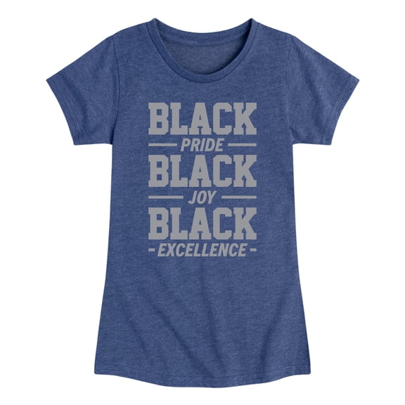 Instant Message - Black Pride Joy Excellence - Toddler & Youth Girls Short Sleeve Graphic T-Shirt