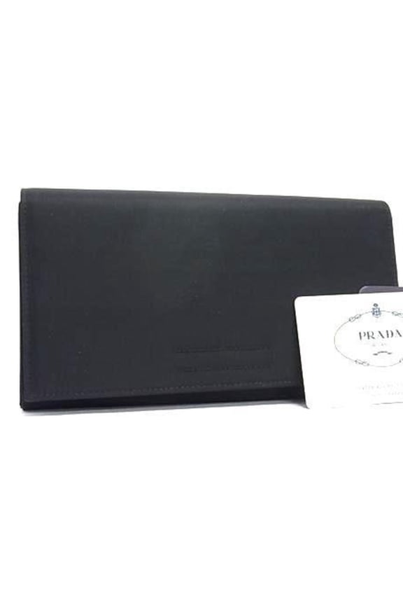 Pre-Owned PRADA Triangle Wallet M608 Black Tessuto Nylon Men's and Women's Bi-fold with Mark