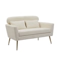 thumbnail image 4 of Modern Loveseat Sofa,Leisure Sofa Couch with 2 Throw Pillows and Gold Metal Legs,Small Sofa for Small Space Office Studio Apartment Bedroom,Ivory, 4 of 7