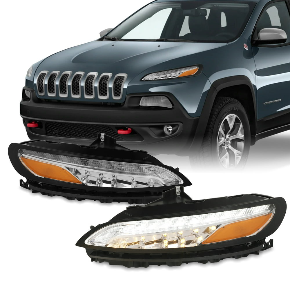 Fit Jeep Cherokee 20142018 DRL Running Lights w/ Signal Lamps Chrome
