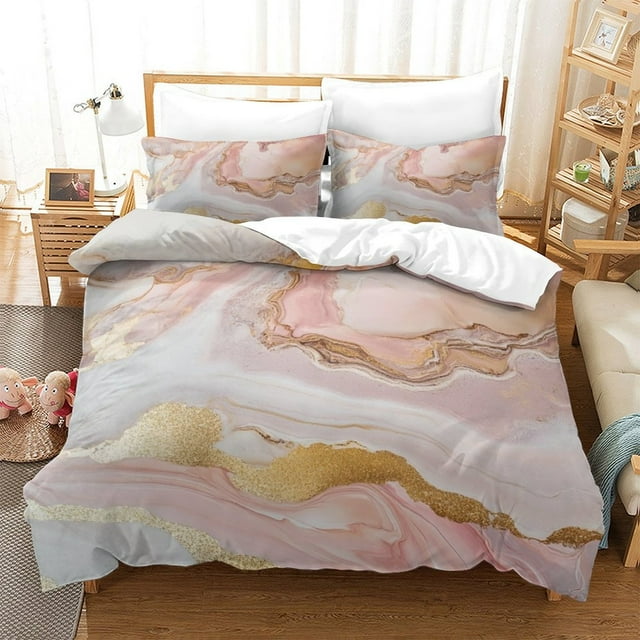 Unique Design Bedding Set Marble Pattern Duvet Cover Pillowcase Adult Fashion Bed Gift,King (90"x104")