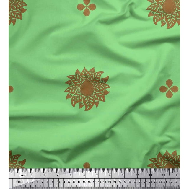 Soimoi Poly Georgette Fabric Flower Artistic Print Fabric by Yard 52 Inch Wide