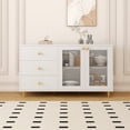 thumbnail image 3 of Kselythan Sideboard Buffet Cabinet With Storage,55" Wooden Storage Cabinet With Built In Shelves,3 Drawers&Tempered Glass Doors,Bar Cabinet,For Living Room,Kitchen,Dining Room, 3 of 7