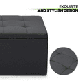 thumbnail image 6 of Magshion Rectangular Storage Ottoman Bench Tufted Footrest with Cube Ottomans Set of 3 PU Leather Black, 6 of 9