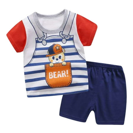 

Toddler Boys And Girls Casual Cartoon Printed Short Sleeved Tops Shirt And Shorts Children Suit 2 Piece Sizes 2-3 Years