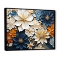 thumbnail image 2 of Designart "Silver Aqua Floral Tiles" Abstract Botanicals Floater Framed Wall Art Living Room, 2 of 7