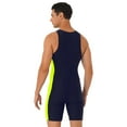 thumbnail image 2 of Sinleey Mens One Piece Swimsuit UPF 50+ Top Sun Protection Bodysuit Beach Swimwear Rash Guard Unitard Navy Blue&Fluorescent_Green L, 2 of 7