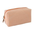 thumbnail image 2 of Striped Makeup Bag, Cosmetic Bag, Stylish Striped Daily Makeup Pouch for Travel and Organization, Lightweight Compact Grooming Bag with Ample Space for Toiletries and Cosmetics, Versatile Accessory, 2 of 9
