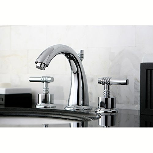 Kingston Brass Milano Deux Poignées 8" à 16" Robinet de Toilette Répandu avec Laiton Pop-up