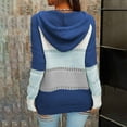 thumbnail image 4 of YWDJ Sweaters for Women Cardigan Open Front Long Hoodies For Lace Up Pullover Jacket Color Block Sweatershirt Blouses Fall Casual Loose Coat Long Sleeve Tops Sweater Blue XS, 4 of 6