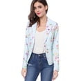 thumbnail image 1 of INSPIRE CHIC Women's Allover Long Sleeve Notched Lapel Open Front Blazer, 1 of 6