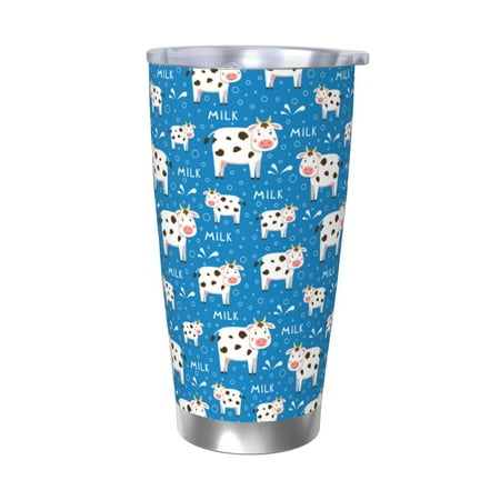 

Zeuib Cows Milk Printed 20oz Stainless Steel Insulated Car Cup Stainless Steel Thermal Cup Vacuum Insulated Leak-proof Travel Mug Cup-Without Straw