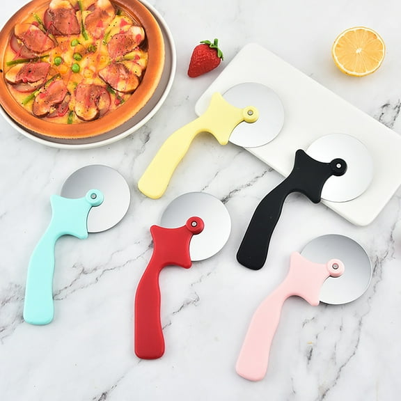 Pizza Cutter Ergonomic Plastic Handle Round Stainless Steel Wheel Scissor Bakeware Food Grade Pizza Slicer Cookie Pastry Roller Cutter Kitchen Accessories