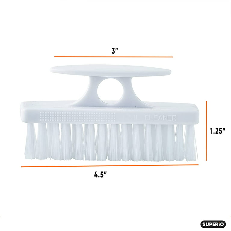 Superio Nail Brush Cleaner with Handle - Durable Brush Scrubber To