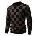 thumbnail image 2 of Maqroz Fashion Sweater for Men Long Sleeve Mock Neck Sweaters Checkerboard Print Pullover Casual Loose Plus Size Pullovers Winter Warm Top, 2 of 4