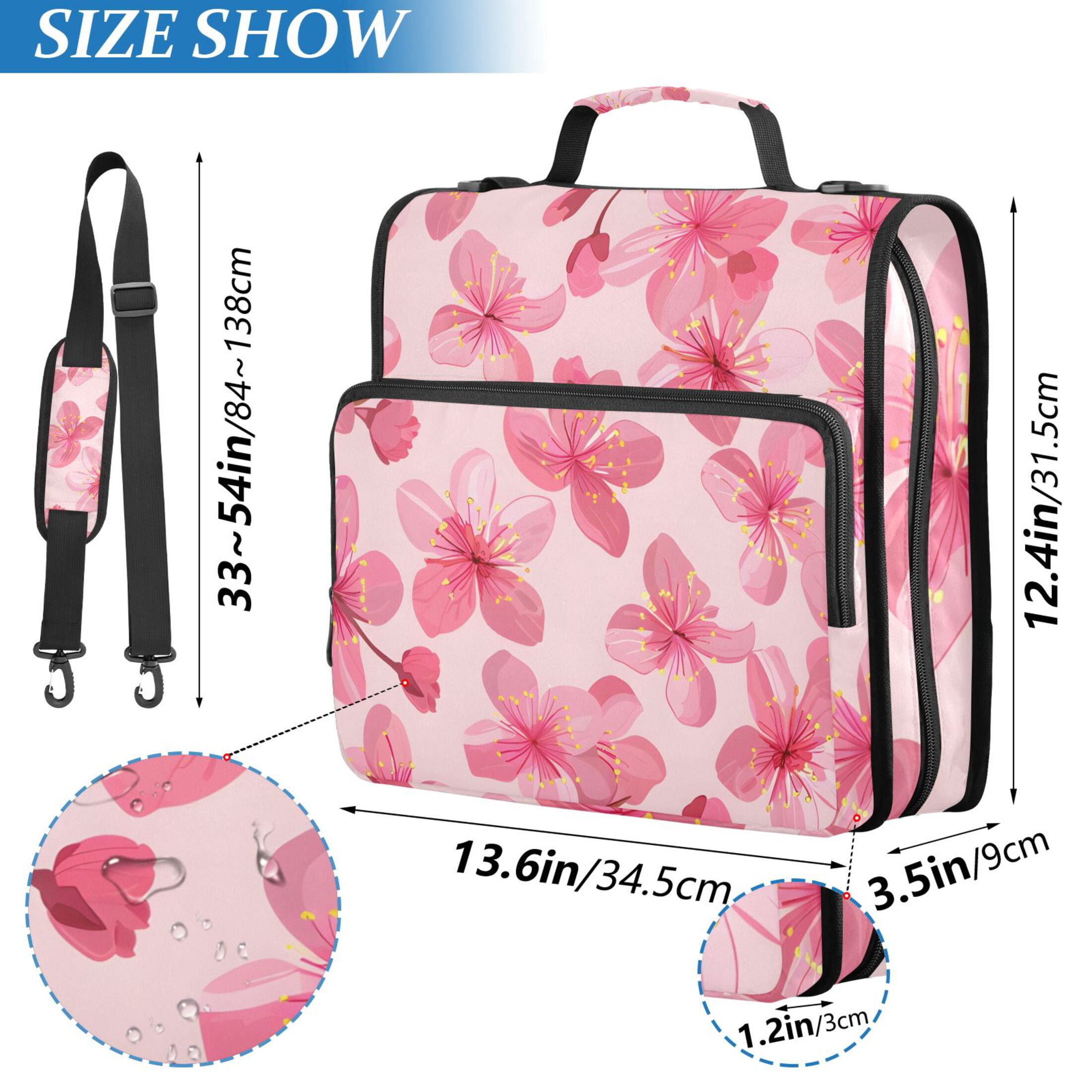 ALAZA Zipper Binder Pink Cherry Blossoms Flower 3 Ring Trapper Keeper File Folder Organizer Bag