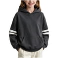 thumbnail image 2 of Vmberlty Hoodies for Girls 2-14 Years Old, Striped Sleeve Pullover Hoodie with Kangaroo Pocket, Loose Drop Shoulder Kids Casual Sport Sweatshirts, 2 of 6