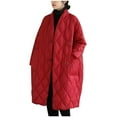 thumbnail image 2 of Pounoo Womens Warm Long Jacket Women's Warm Lightweight Quilted Down Cotton Long Sleeve Jacket Solid Color Coat, 2 of 6