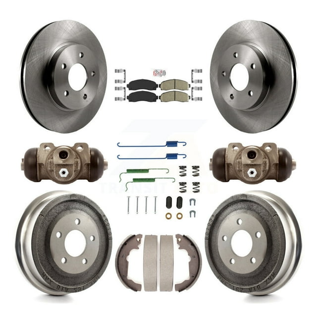 Transit Auto Front Rear Disc Brake Rotors Ceramic Pads and Drum Kit (9Pc) for Car Chevrolet Equinox Saturn Vue Pontiac Torrent K8A-105525