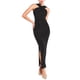 thumbnail image 1 of Vestido largo de cóctel sin mangas con cuello halter para mujer Hobemty, con abertura en el dobladillo, color negro, 1 of 5