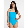 thumbnail image 2 of Time and Tru Women's and Women's Plus Ribbed Bandeau One Piece Swimsuit, Sizes XS-3X, 2 of 6