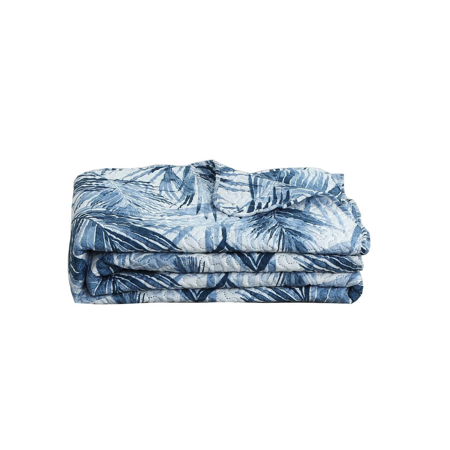 Marina Decoration Couvre-lit Pinsonic imprimé en relief, ensemble de couette d'été ultra doux avec taies d'oreiller, motif de feuilles bleues modernes