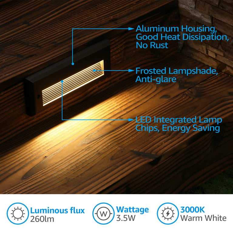 LEONLITE Low Voltage LED Step Lights Outdoor, 12V 3.5W Landscape