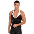 thumbnail image 4 of Disfraz de camarero de Anime para hombre, traje de Halloween, chaleco sin mangas con cuello Halter, Tops con botones y dobladillo Irregular con espalda descubierta y retales, 4 of 5