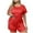 Red(1), variant on Diufon Pajama Set Shorts for Women Plus Size Crewneck Short Sleeve Tops & Elastic Waist Shorts Homewear Sets