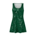 thumbnail image 4 of Women's Square Neck Floral Print Sleeveless Summer Dress Casual Loose Fit Sundress with Side Pockets and Back Tie Detail,Army Green 2XL, 4 of 5