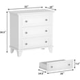 thumbnail image 2 of Commode à 3 Tiroirs, Coffre de Rangement en Bois avec Poignées en Métal Exquises, Petite Armoire de Rangement, Commode au Design Moderne pour Chambre, Salon, Couloir, Entrée, Blanc, 2 of 7