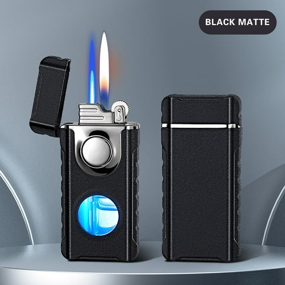 ShunRuiPi Flame Lighter with LED Blue Light Visible Tank, Innovative Windproof Gas Torch Lighter, Fire Butane Lighter with A Gift Box, Gifts for Men, Lighters, Candle Lighter, Lighters Bulk