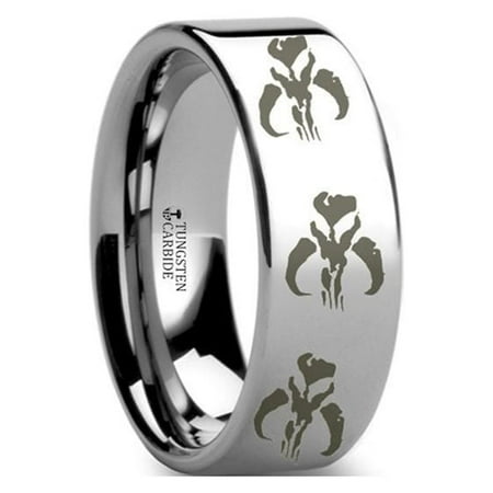 Mandalorian Symbol Star Wars Polished Tungsten Engraved Ring Jewelry - 4mm - Size 11.5