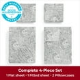 thumbnail image 3 of Mellanni 4-Piece Iconic King Bedsheet Set - Microfiber, 16" Deep Pocket, Cooling, Wrinkle, Fade, Stain Resistant, Paisley Gray, 3 of 7