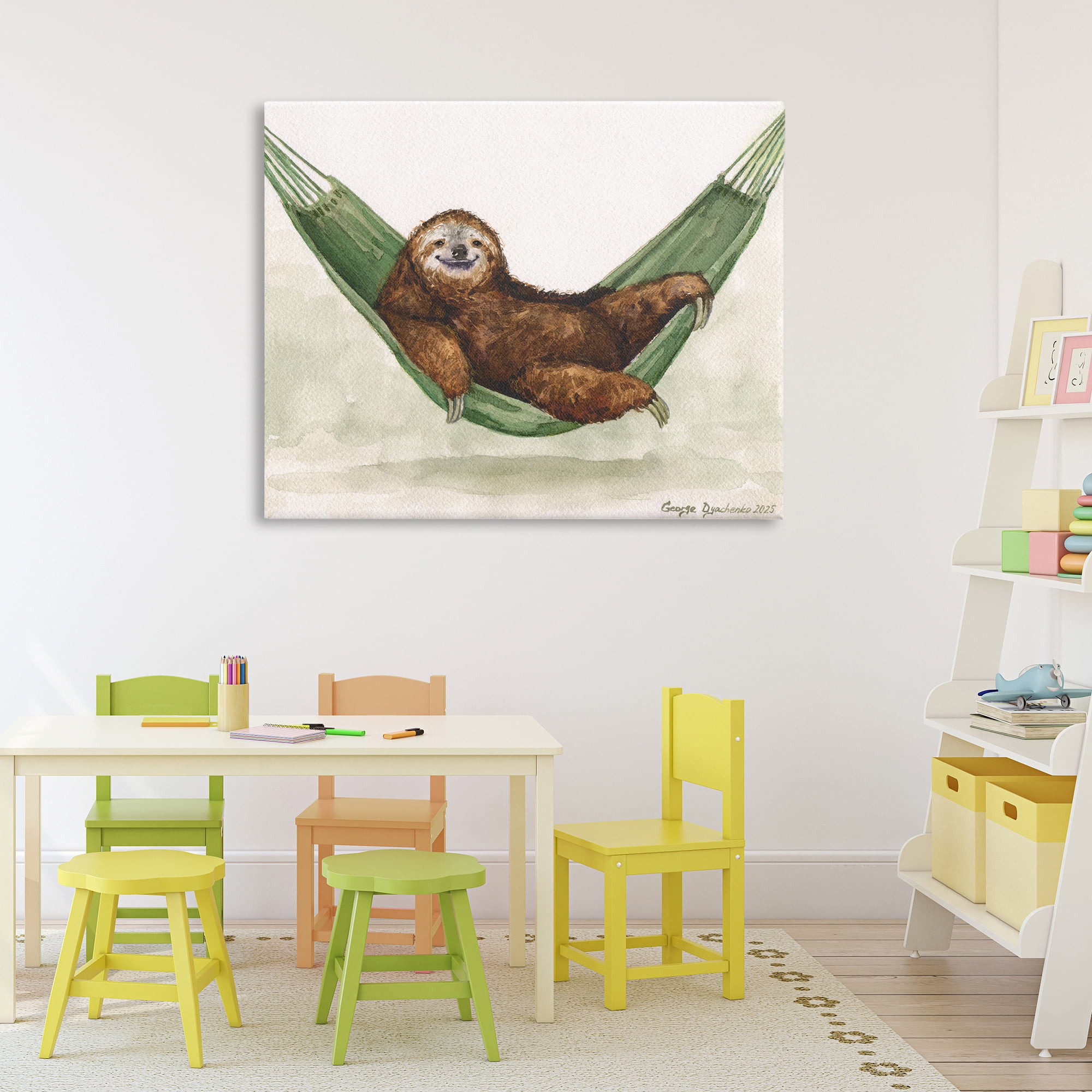 Stupell Industries Sloth On The Hammock Canvas Wall Art, design by George Dyachenko
