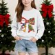 thumbnail image 4 of Sudadera sin capucha para niños, con estampado navideño, cuello redondo, manga larga, forro polar, para niños de talla mediana a grande, blusa de poliéster para niños., 4 of 6