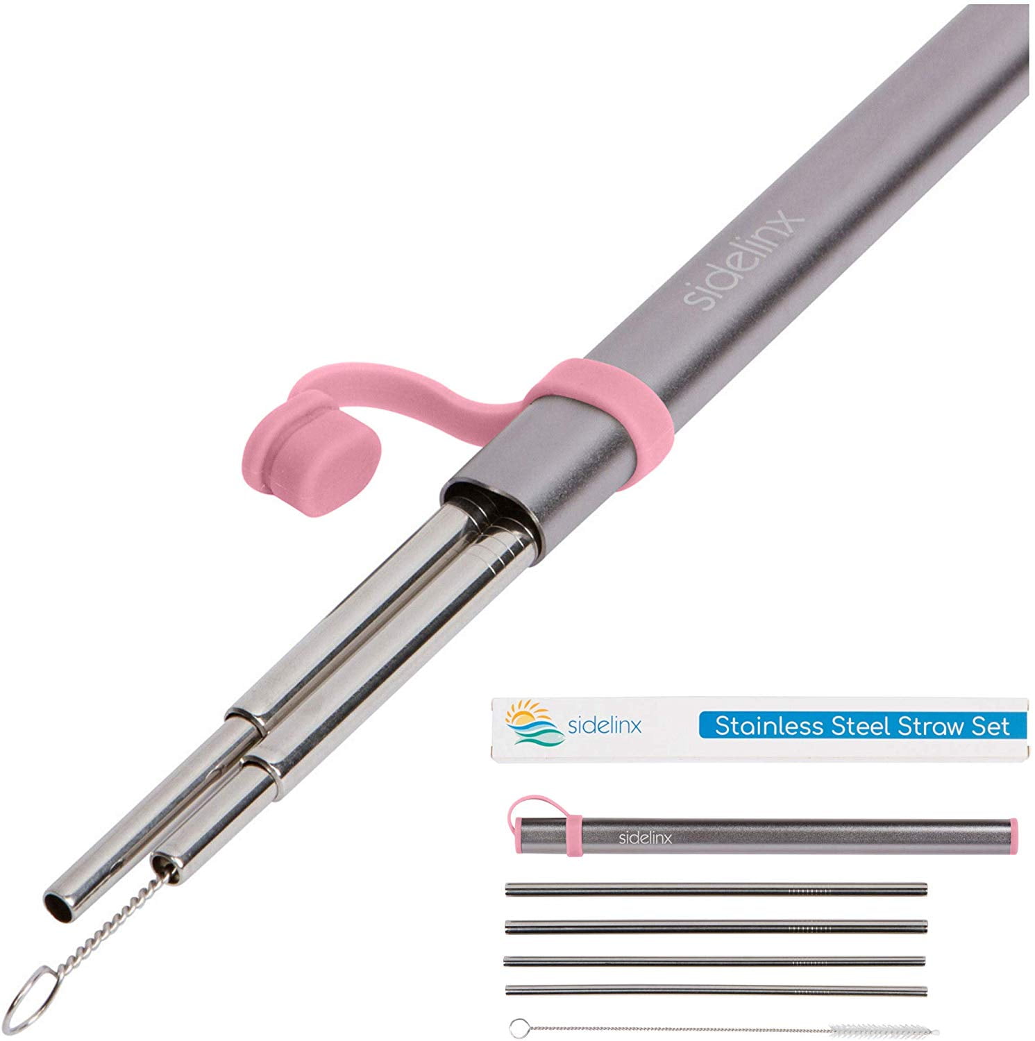 4 Stainless Steel Drinking Straws with Aluminum Travel Case Portable